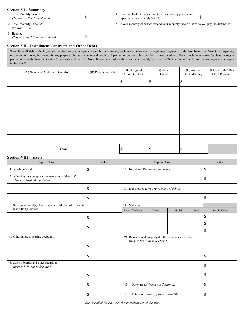 OPM Form RI34-18 Financial Resources Questionnaire, Page 3
