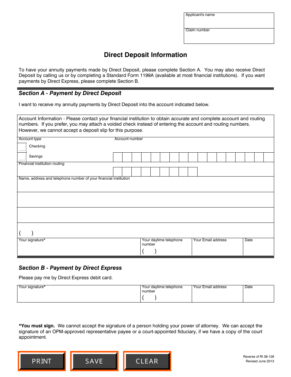 OPM Form RI38128 Fill Out, Sign Online and Download Fillable PDF