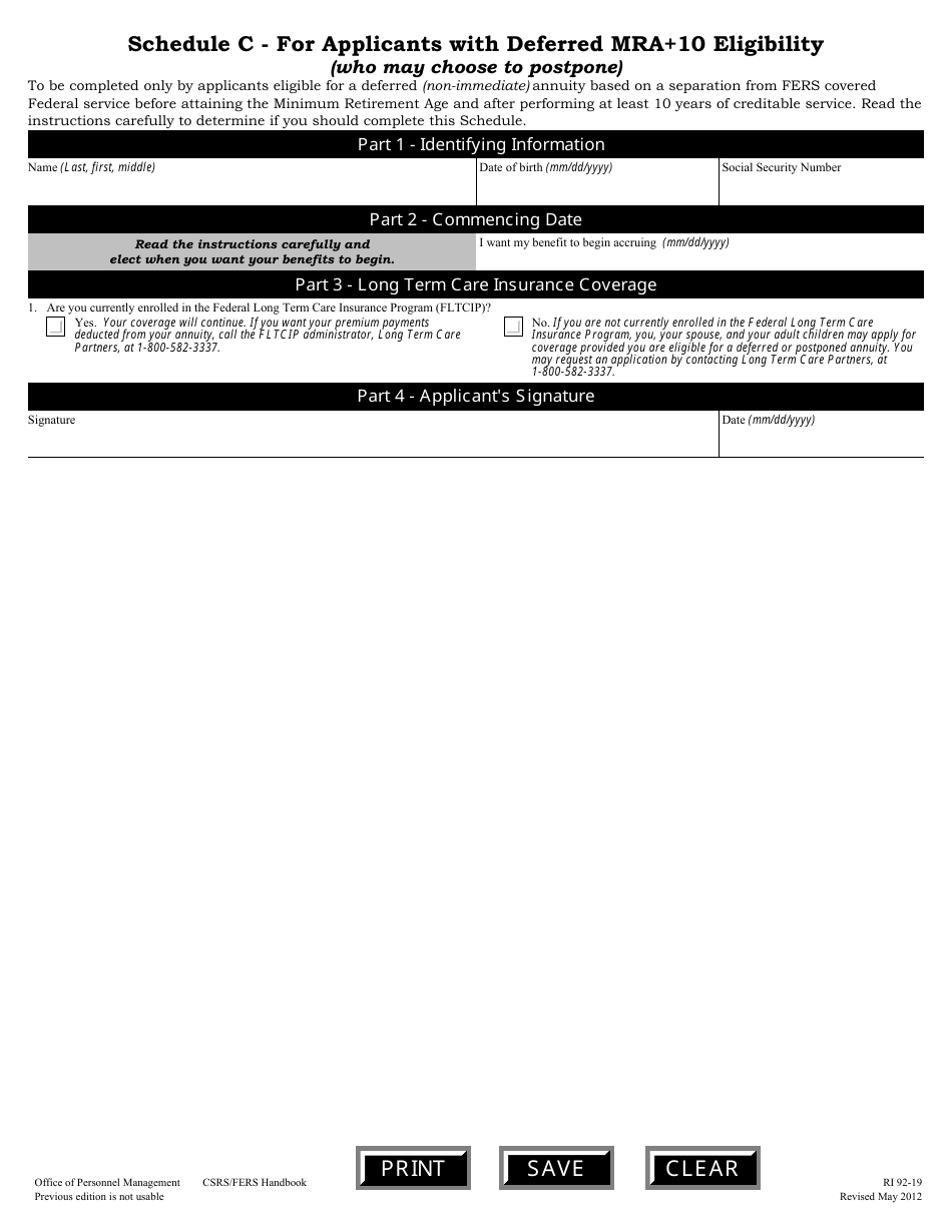 OPM Form RI92-19 Application for Deferred or Postponed Retirement, Page 11