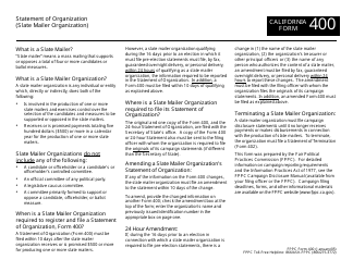 FPPC Form 400 Statement of Organization (Slate Mailer Organization) - California
