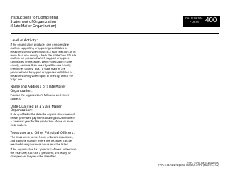 FPPC Form 400 Statement of Organization (Slate Mailer Organization) - California, Page 3