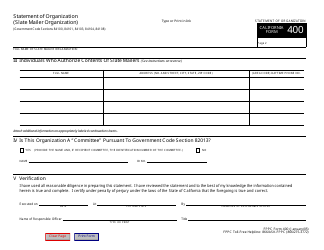 FPPC Form 400 Statement of Organization (Slate Mailer Organization) - California, Page 4