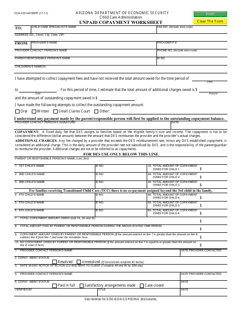 Form CCA-1021AFORPF  Printable Pdf