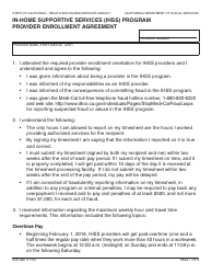 Document preview: Form SOC846 In-home Supportive Services (Ihss) Program Provider Enrollment Agreement - California