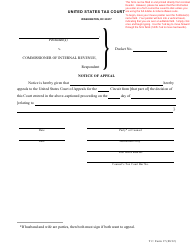 T.C. Form 17 Notice of Appeal