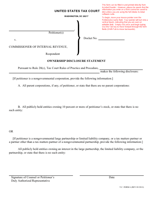 T.C. Form 6 Ownership Disclosure Statement