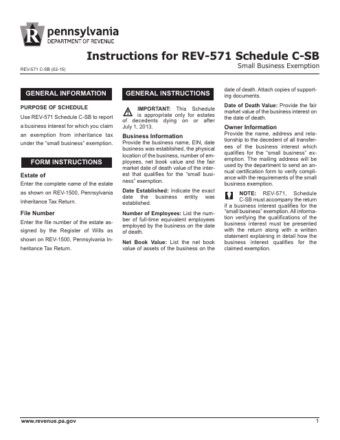 Form REV-571 Schedule C-SB  Printable Pdf