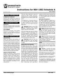 Document preview: Instructions for Form REV-1502 Schedule A Real Estate - Pennsylvania