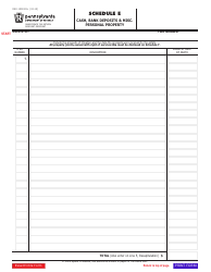 Document preview: Form REV-1508 Schedule E Cash, Bank Deposits & Misc. Personal Property - Pennsylvania