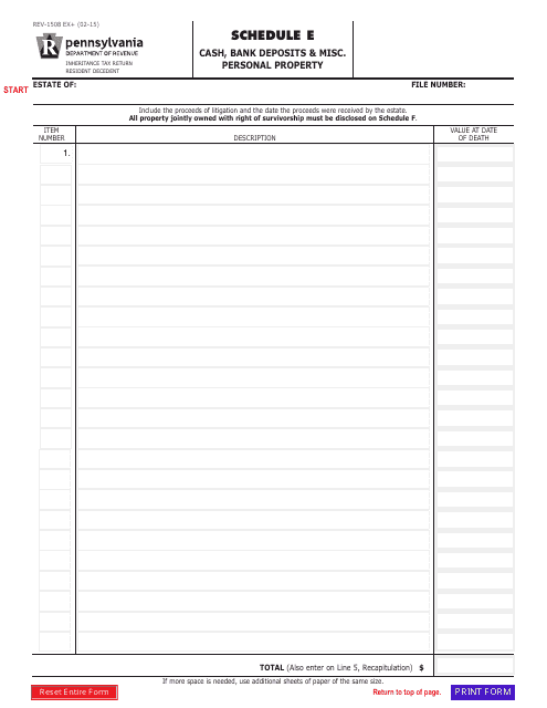 Form REV-1508 Schedule E  Printable Pdf