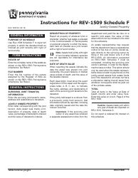 Document preview: Instructions for Form REV-1509 Schedule F Jointly-Owned Property - Pennsylvania