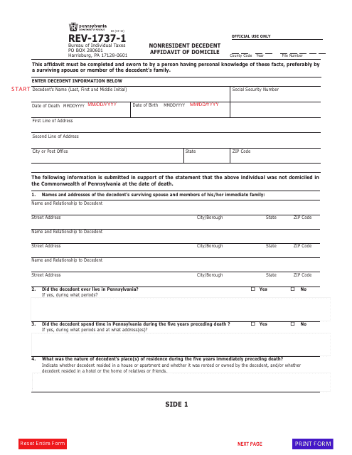 Form REV-1737-1  Printable Pdf
