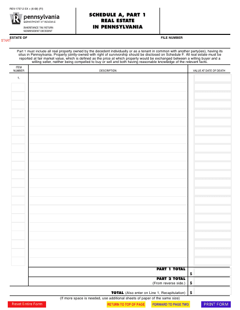 Form REV-1737-2 Schedule A  Printable Pdf