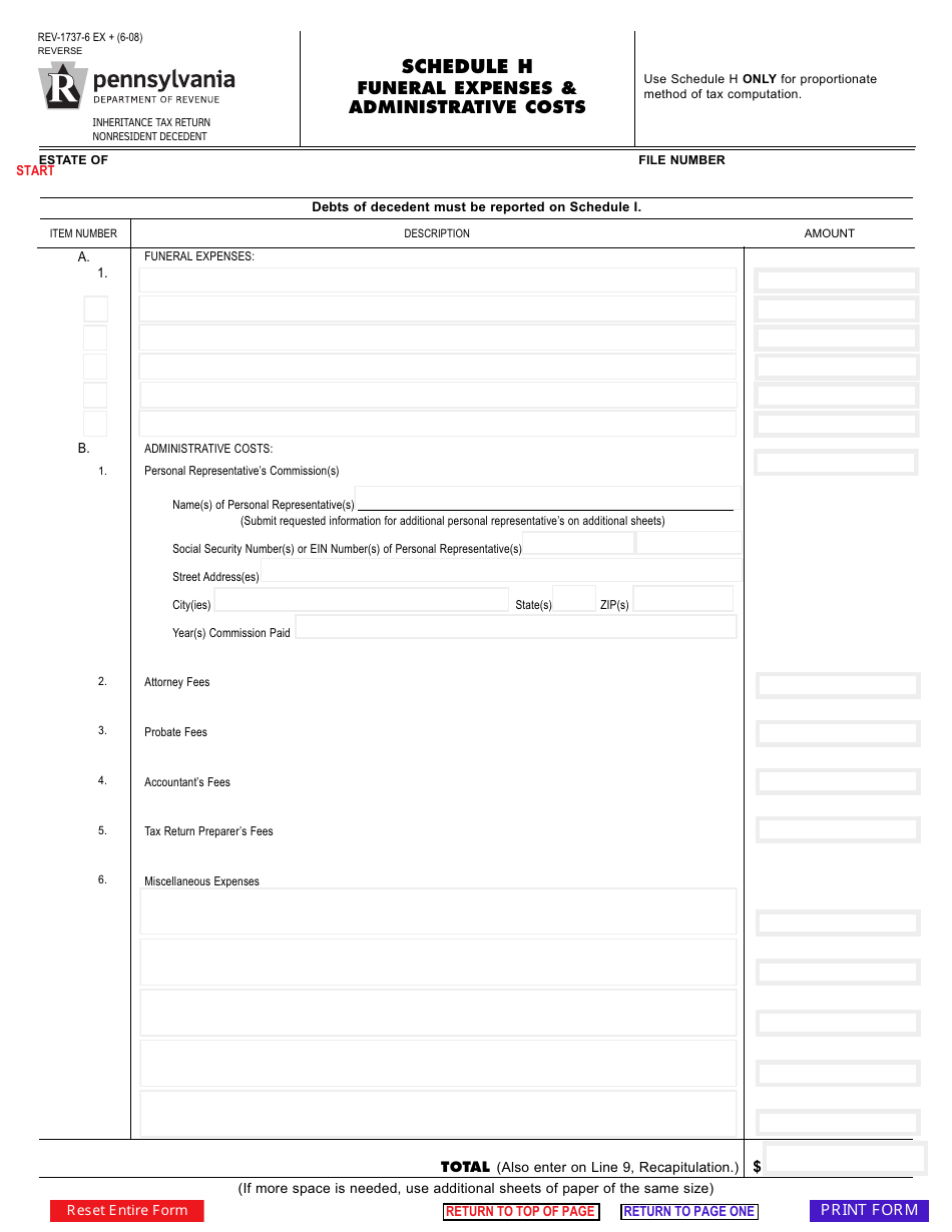 Form REV-1737-6 Schedule G Inter-Vivos Transfers  Misc. Non-probate Property - Pennsylvania, Page 2
