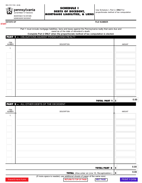 Form REV-1737-7 Schedule I  Printable Pdf