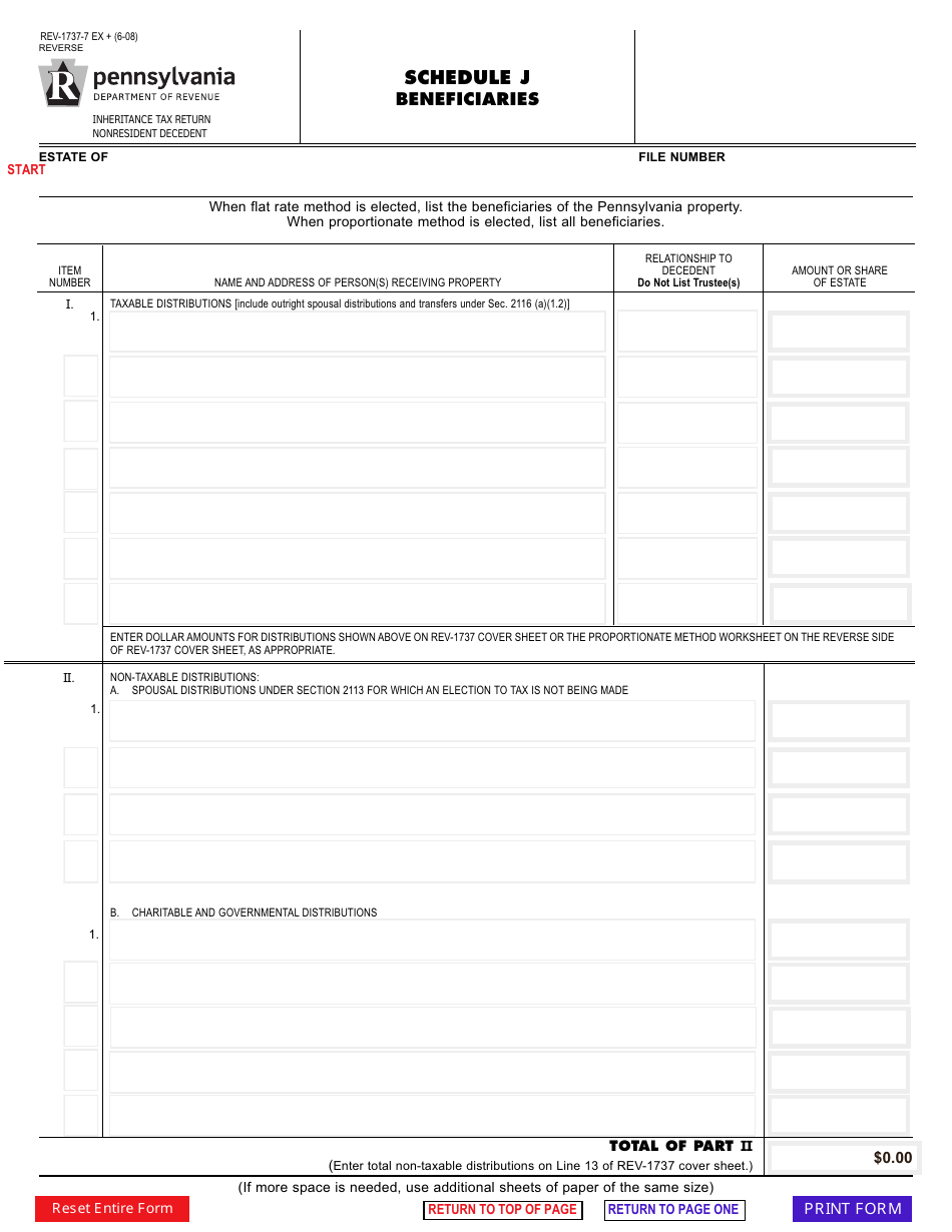 Form REV-1737-7 Schedule I Debts of Decedent, Mortgage Liabilities,  Liens - Pennsylvania, Page 2