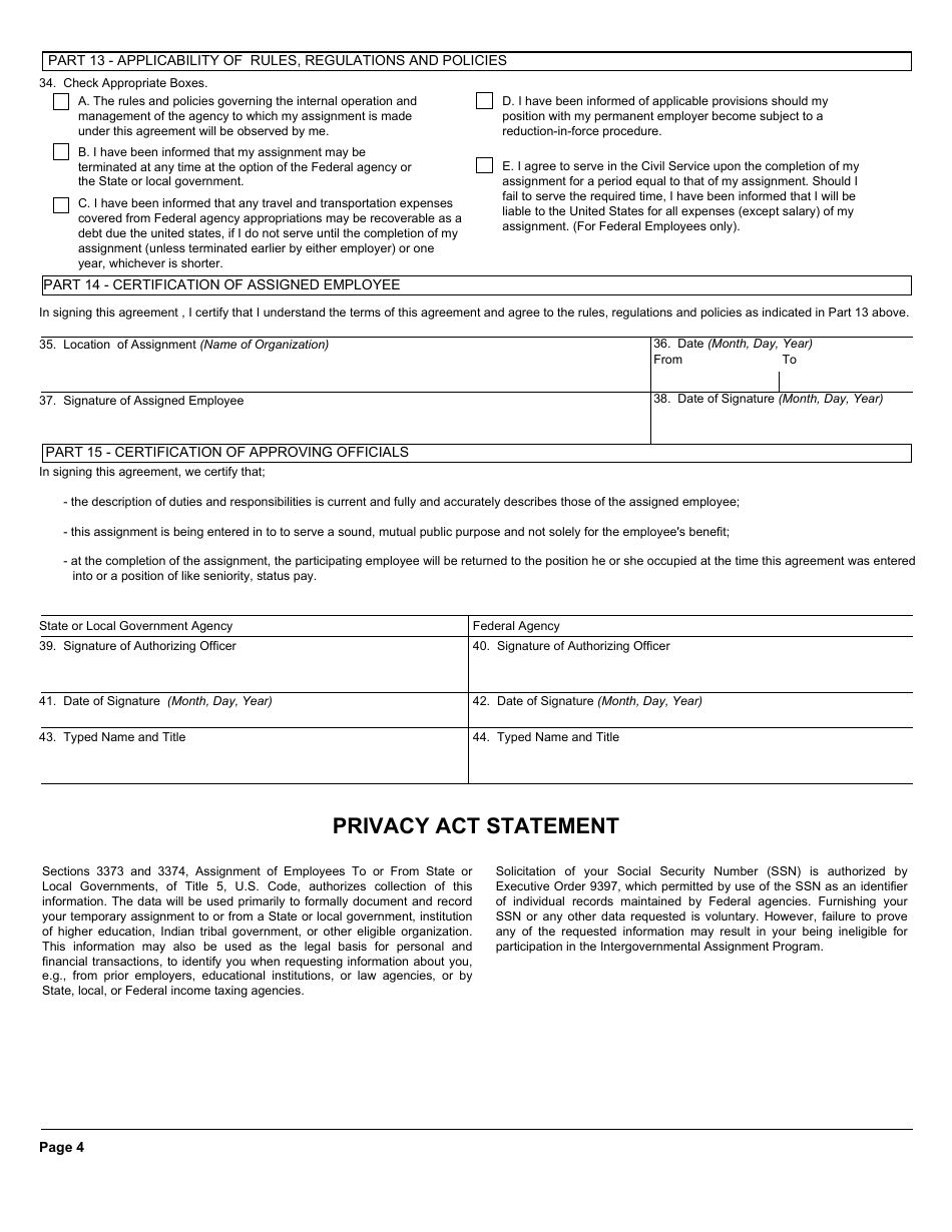 OPM Form OF69 Assignment Agreement, Page 4