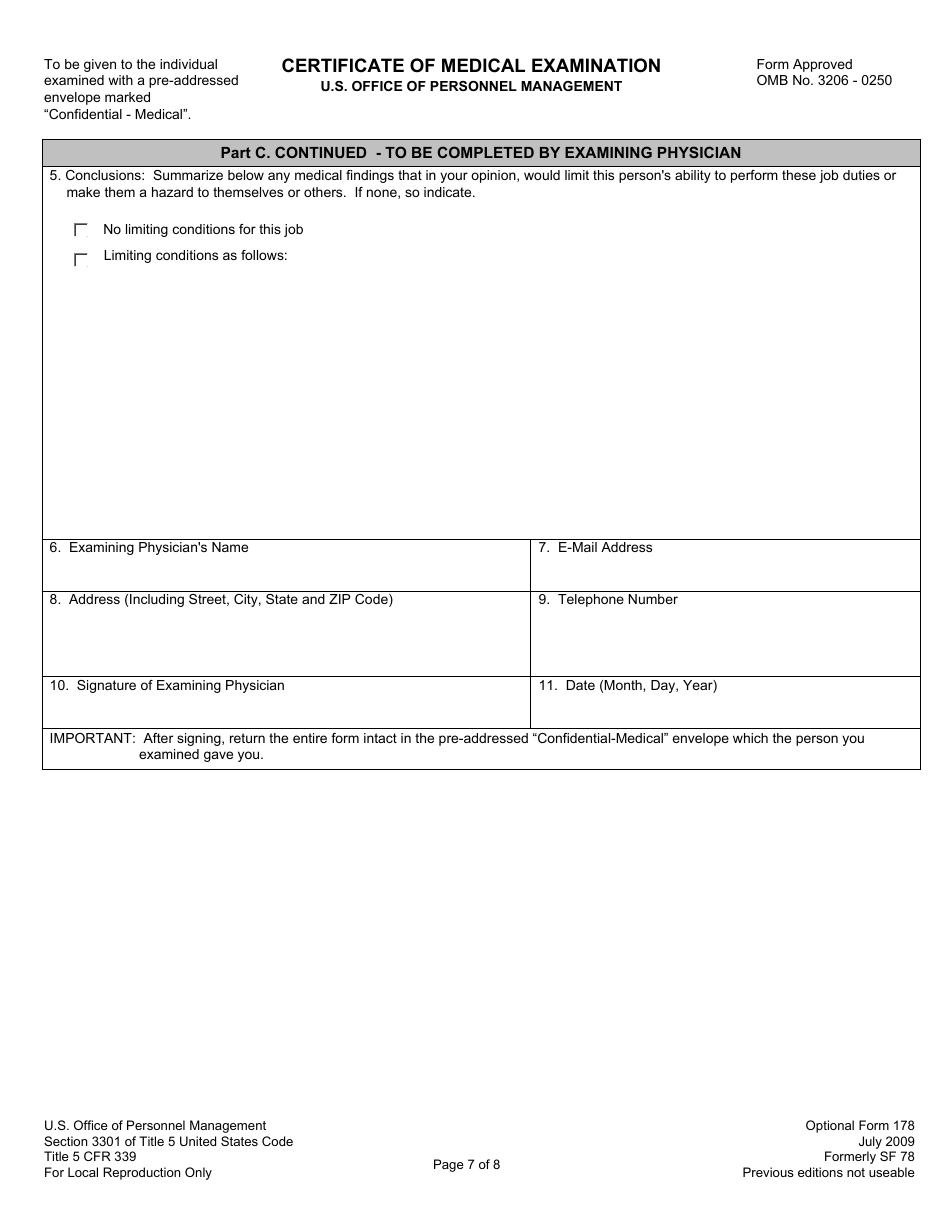 OPM Optional Form 178 - Fill Out, Sign Online and Download Fillable PDF ...