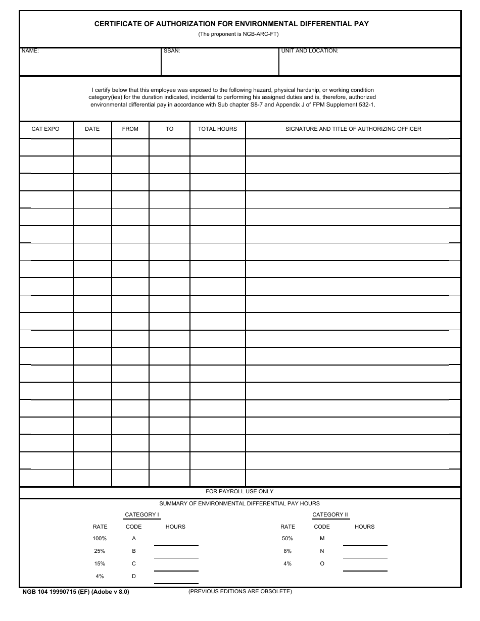 NGB Form 104 - Fill Out, Sign Online and Download Fillable PDF ...