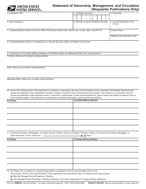 PS Form 3526-R Statement of Ownership, Management, and Circulation (Requester Publications Only)
