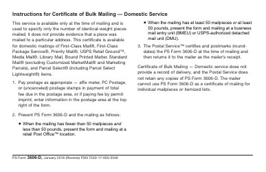 PS Form 3606-D Certificate of Bulk Mailing &quot; Domestic, Page 2