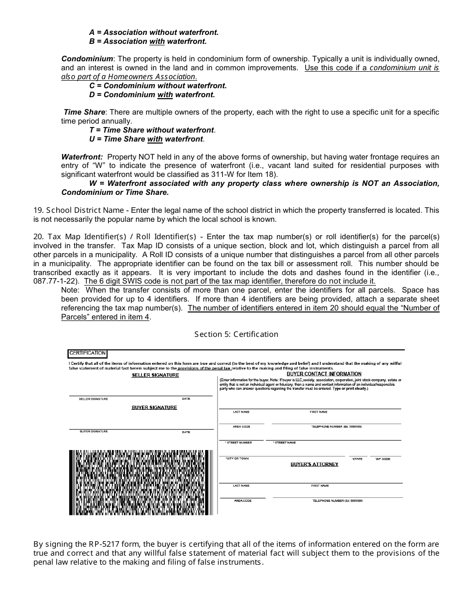 Download Instructions for Form RP5217PDF Real Property Transfer