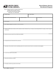 Document preview: PS Form 3761 Parcel Return Service Enrollment Request