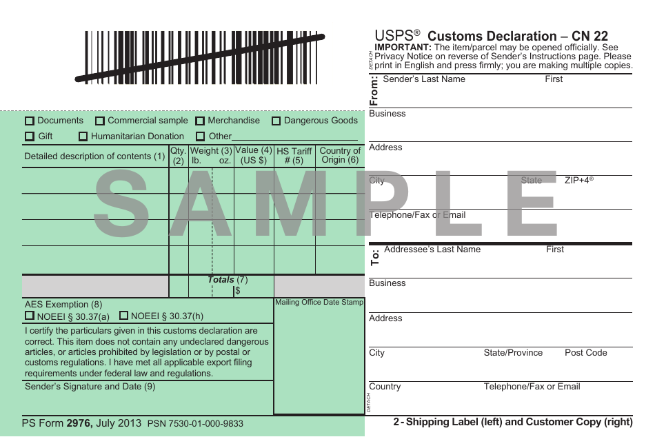 Ps Form 2976 Fill Out Sign Online And Download Printable Pdf Templateroller 8859