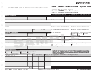 PS Form 2976-R USPS Customs Declaration and Dispatch Note, Page 3
