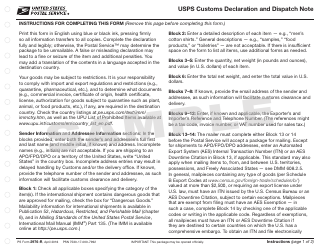 PS Form 2976-R &quot;USPS Customs Declaration and Dispatch Note&quot;