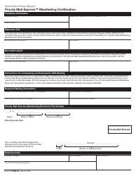 Document preview: PS Form 3152-E Priority Mail Express Manifesting Certification