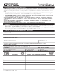 PS Form 6002 &quot;Accounts and Services to Be Paid Through Caps&quot;