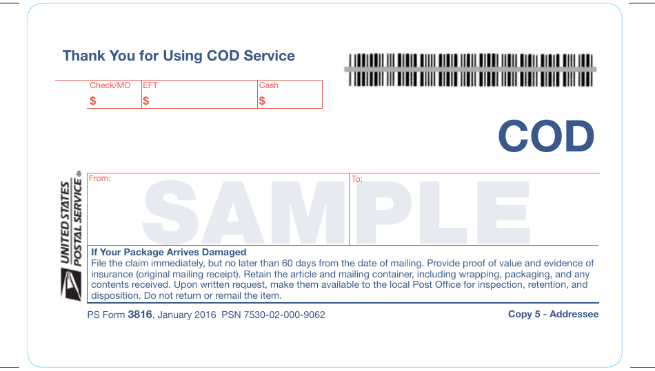 Sample PS Form 3816 Collect on Delivery (Cod) Mailing and Delivery Receipt, Page 6