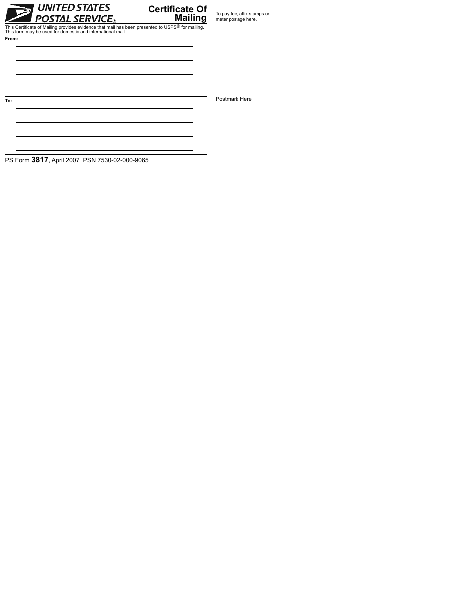 PS Form 3817 Fill Out Sign Online And Download Printable PDF Templateroller