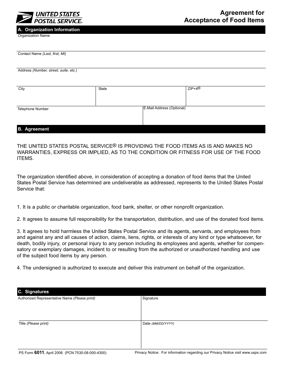 PS Form 6011 - Fill Out, Sign Online and Download Printable PDF ...