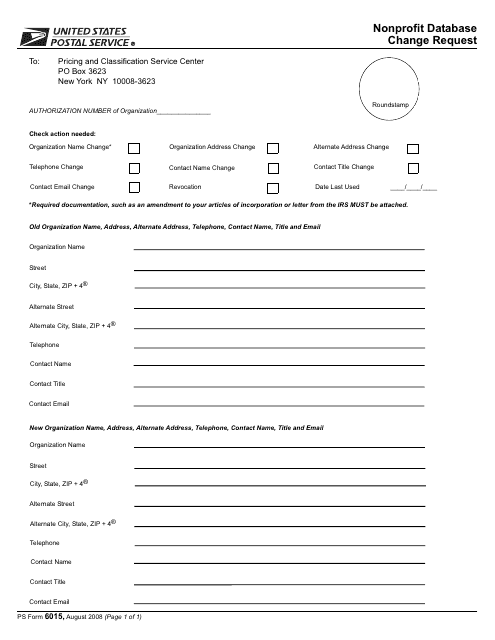 PS Form 6015  Printable Pdf