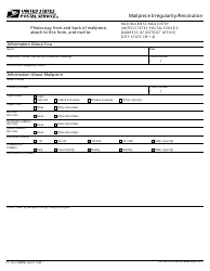 Document preview: PS Form 6806 Mailpiece Irregularity/Resolution