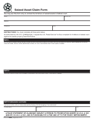 Document preview: PS Form 6900 Seized Asset Claim Form
