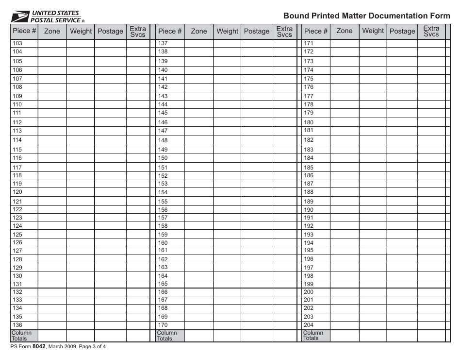 PS Form 8042 Bound Printed Matter Documentation Form, Page 3