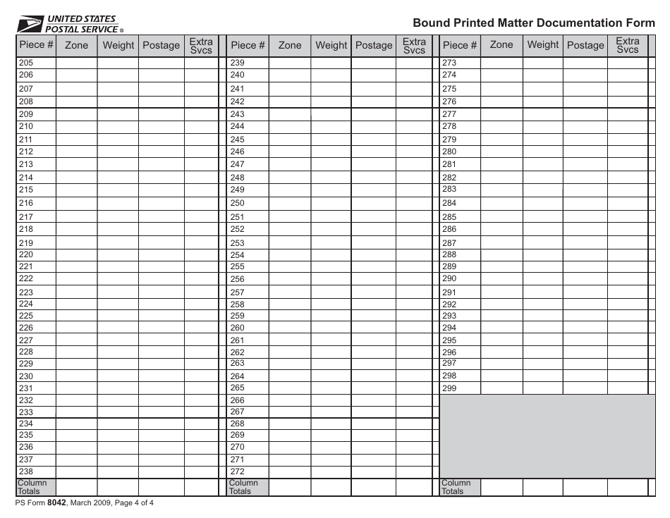 PS Form 8042 Bound Printed Matter Documentation Form, Page 4