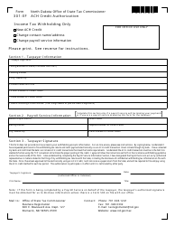 Document preview: Form 301-EF Application for Withholding - ACH Credit Authorization - North Dakota
