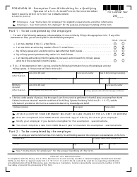 Form NDW-M &quot;Exemption From Withholding for a Qualifying Spouse of a U.S. Armed Forces Servicemember&quot; - North Dakota