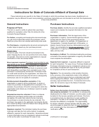 Form DR5002 Standard Colorado Affidavit of Exempt Sale - Colorado