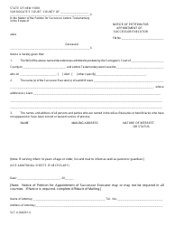 Form SLT-4 Notice of Petition for Appointment of Successor Executor - New York