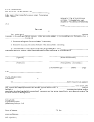 Form SLT-3 &quot;Renunciation of Successor Letters Testamentary and Waiver of Process (Corporation)&quot; - New York