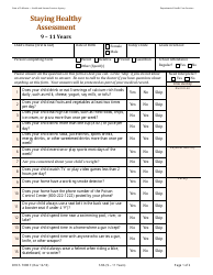 Document preview: Form DHCS7098F Staying Healthy Assessment: 9-11 Years - California