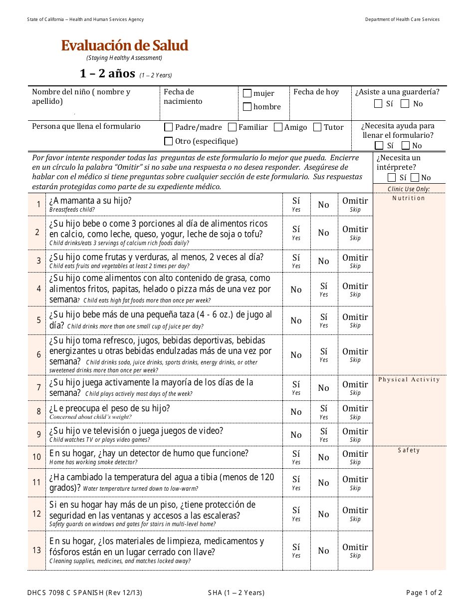 Formulario DHCS7098 C - Fill Out, Sign Online and Download Printable ...