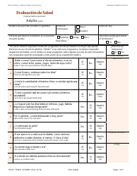 Document preview: Form DHCS7098 H Evaluacion De Salud: Adulto - California (English/Spanish)