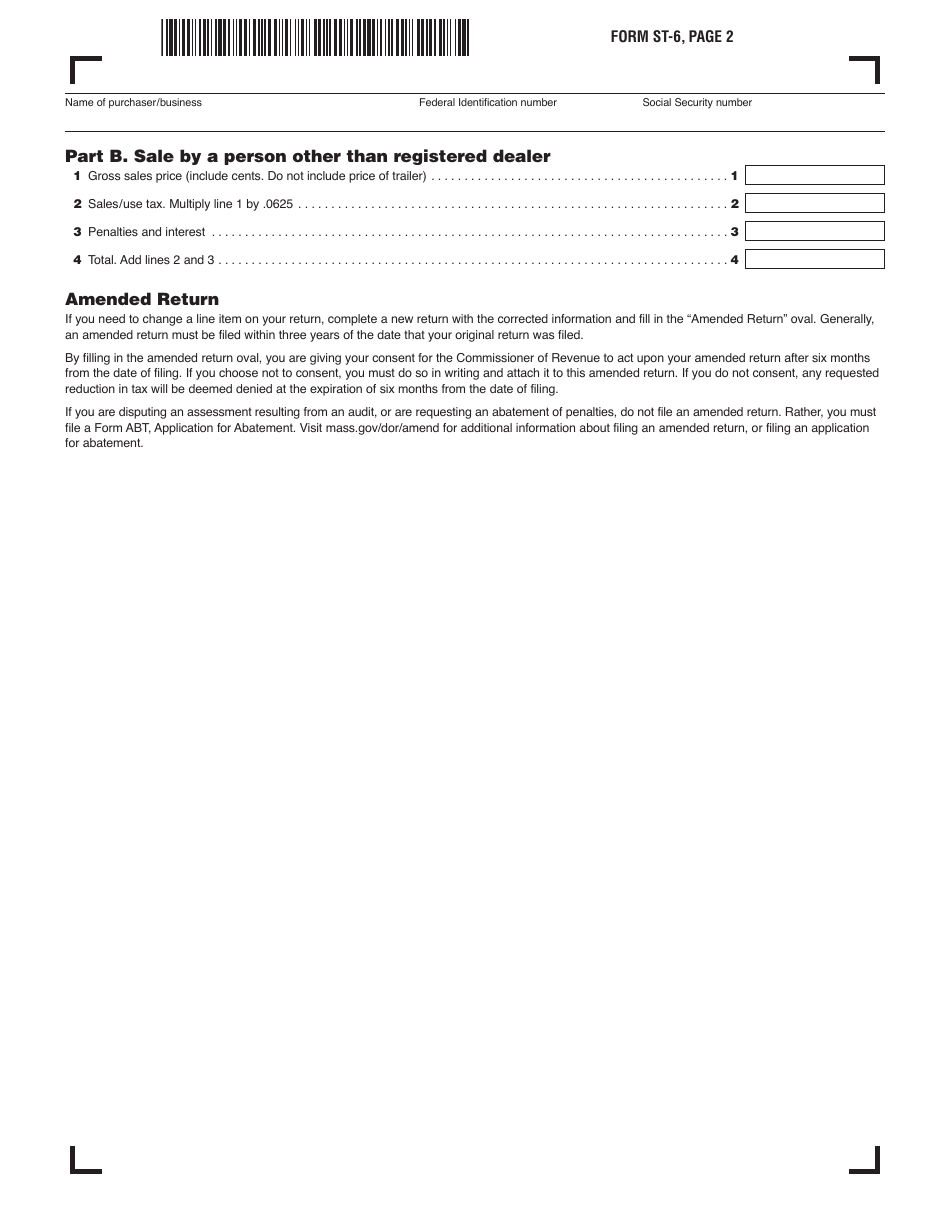 Form St 6 Fill Out Sign Online And Download Printable Pdf Massachusetts Templateroller 3484