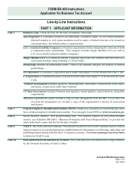 Document preview: Instructions for VT Form BR-400 Application for Business Tax Account - Vermont